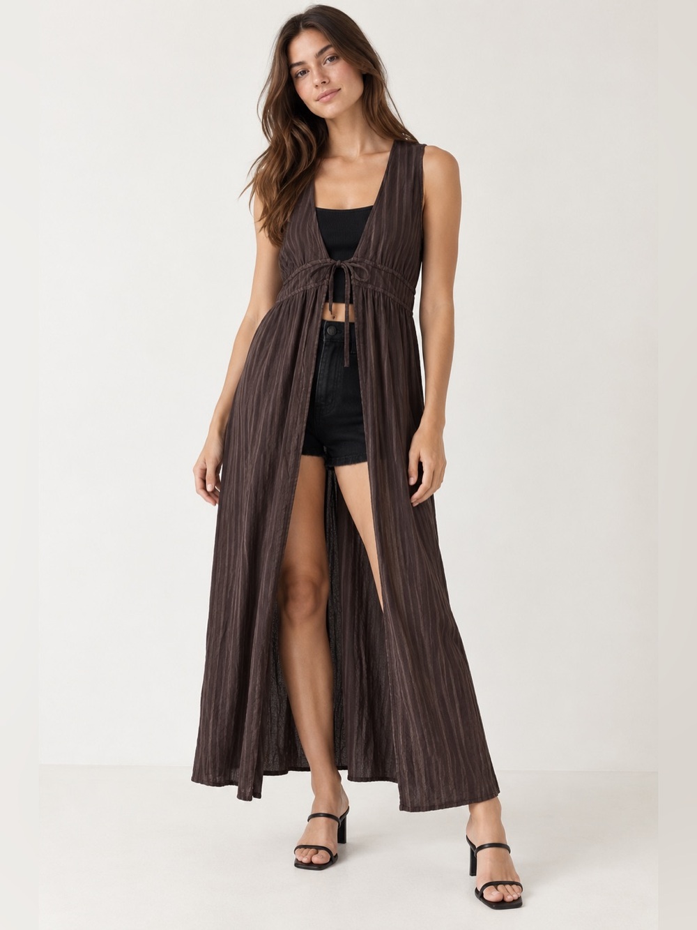 Zara Brown Maxi Vest